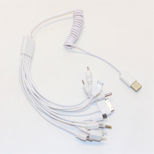 USB кабель на 10 разъемов 0.5 метр без упаковки белый