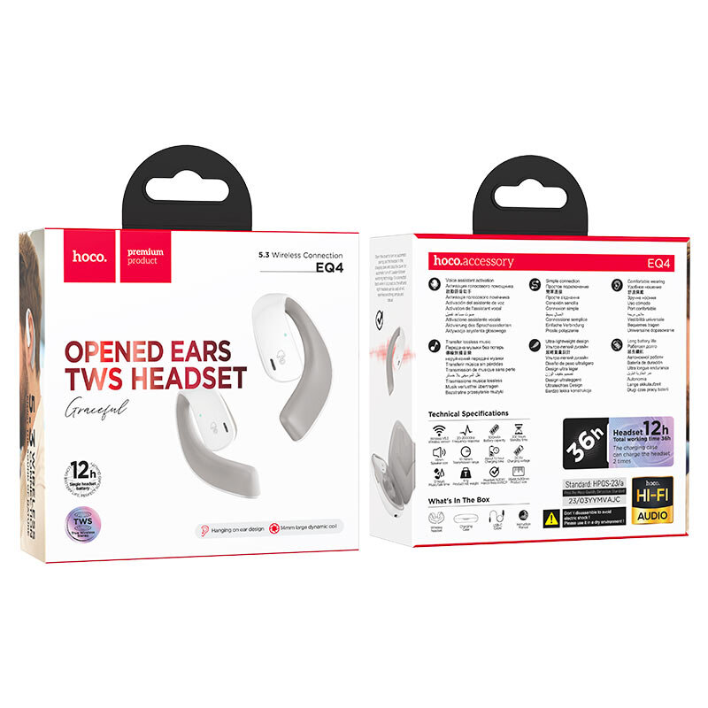 Наушники Bluetooth HOCO EQ4 Graceful TWS, белые