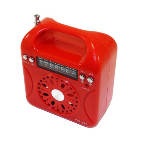FM-проигрыватель WS-585 1 динамик (TF+FM+USB+дисплей) красный