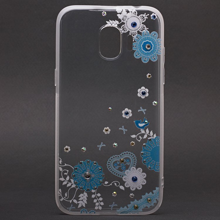 Накладка SC118 Прзрачная с рисунком и стразами Samsung J250 Galaxy J2 2018 (007)