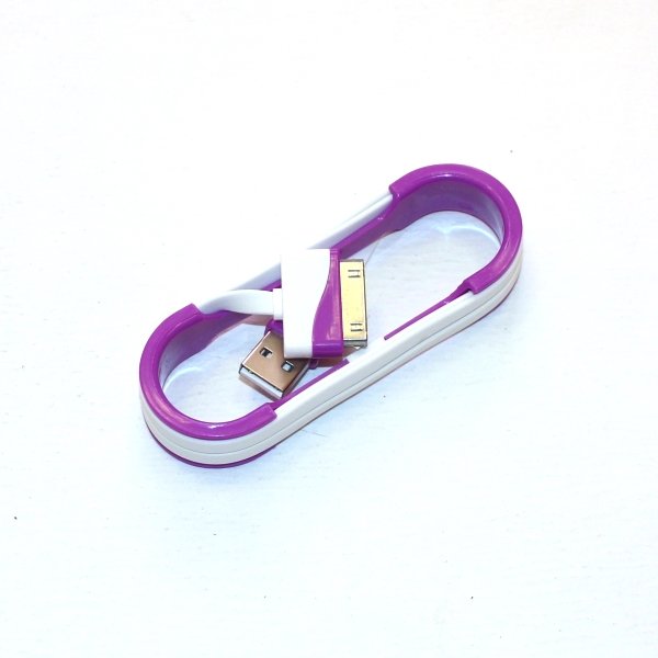USB кабель на iPhone 4 плоский в намотке белый