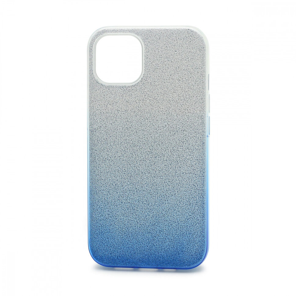 Накладка SC097 БЛЕСТКИ градиент 3в1 для Apple iPhone 13 (blue/silver)