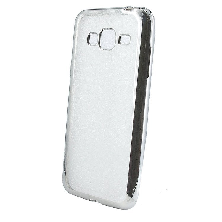Накладка силиконовая прозрачная Samsung J320 ОБОДОК серебро