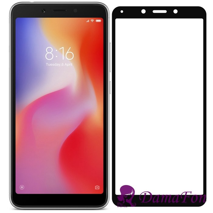 Стекло защитное Krutoff Full Glue для Xiaomi Redmi 6A с рамкой черное