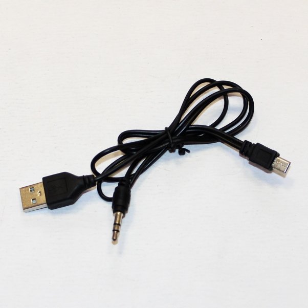 Кабель USB - miniUSB+AUX 3.5 разъем 0,5 метра черный