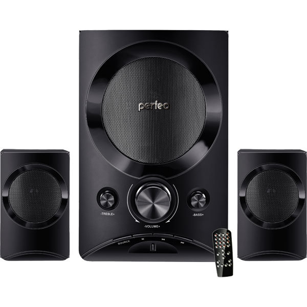 Колонки для компьютера Perfeo PF-3312-BT "Modern" 2.1, Bluetooth, FM-тюнер, USB/SD, черные