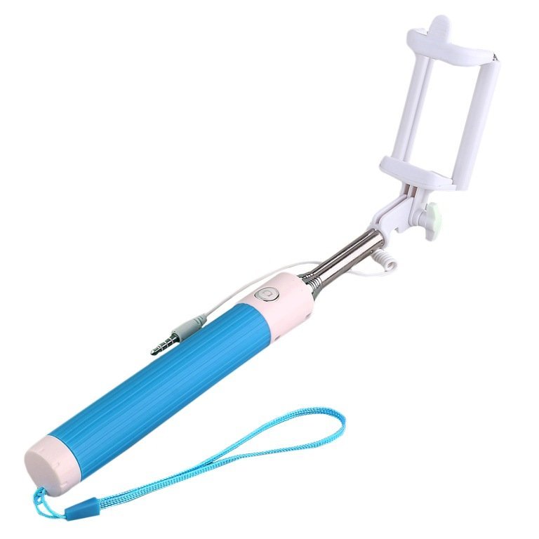 Селфи штатив Monopod A-200 21-81 см с проводом синий