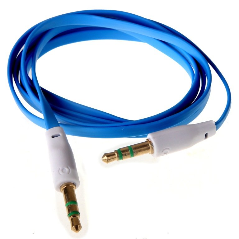 AUX кабель 3,5 * 3.5 плоский синий