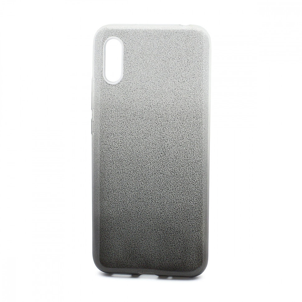 Накладка SC097 БЛЕСТКИ градиент 3в1 Xiaomi Redmi 9A (black/silver)
