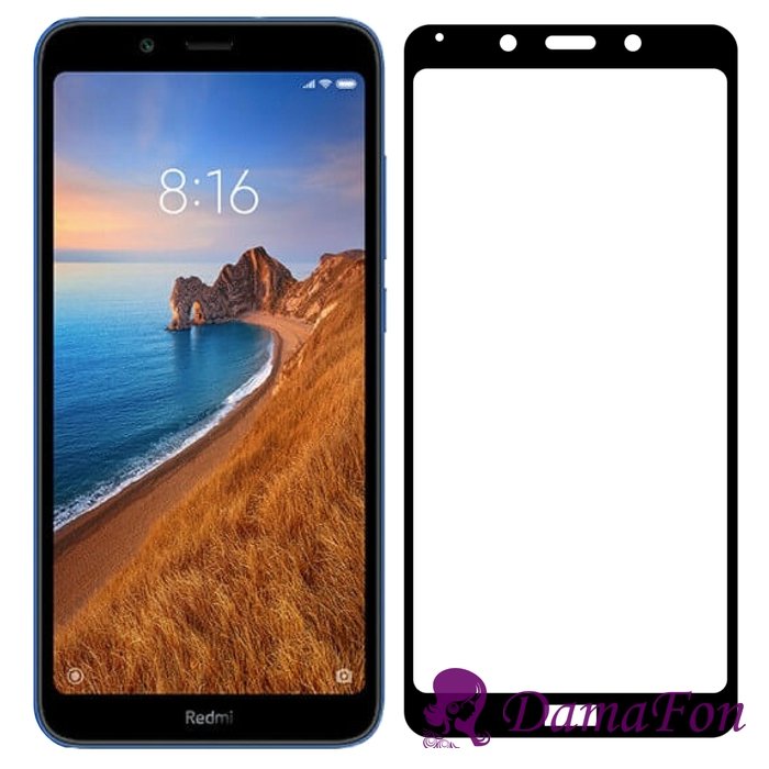 Стекло защитное Krutoff Full Glue для Xiaomi Redmi 7A с рамкой черное