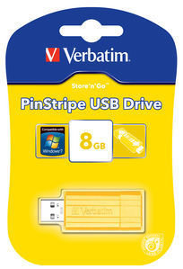 Verbatim USB 8GB PinStripe Sankissed Yellow