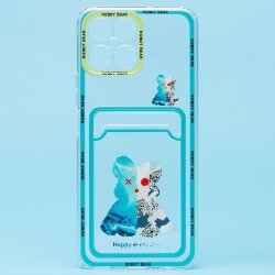 Накладка SC281 Huawei Honor X8 с визитницей прозрачная с рисунком (007)