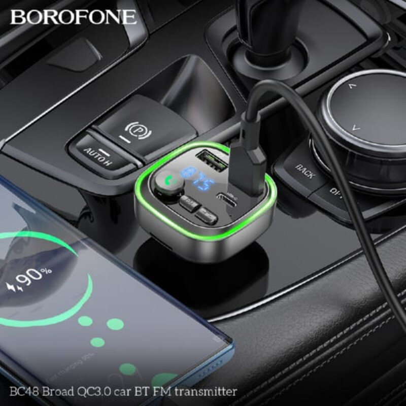 FM-модулятор BOROFONE BC48, Bluetooth, 2 USB, QC3.0, PD, TF, дисплей, черный