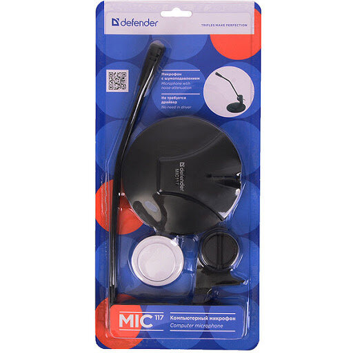 Микрофон Defender MIC-117 на гибком основании, для комьютера