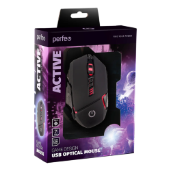 Мышь проводная Perfeo ACTIVE, USB, 7 кнопок, Game Design, подсветка, черная
