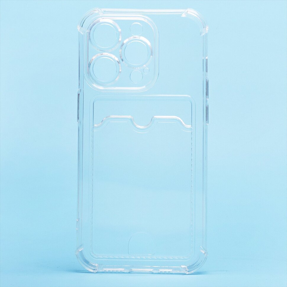 Накладка SC278 для Apple iPhone 14 Pro с визитницей + усиленные углы, прозрачная