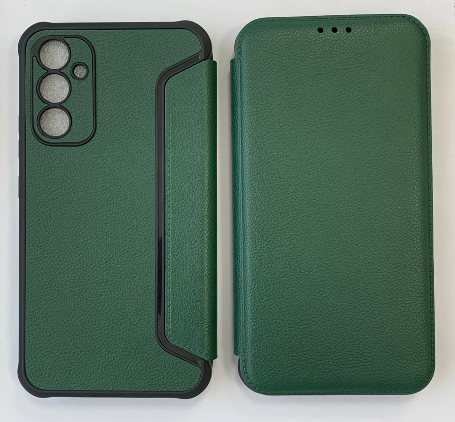 NEW Book Case Samsung A145 Galaxy A14 с магнитом, защитой камеры, темно-зеленый
