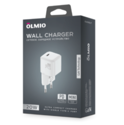 СЗУ Olmio 1*Type-C PD20W PPS, Mini GaN, белое