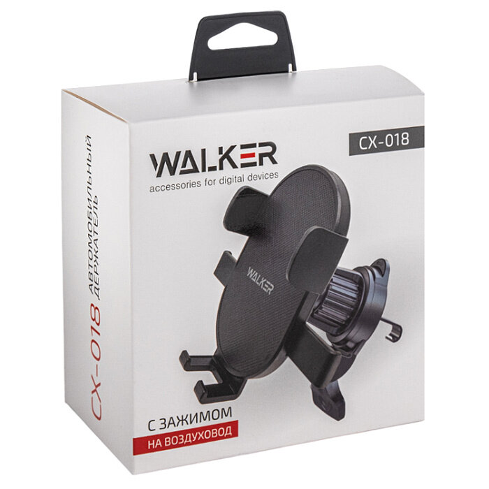 Держатель автомобильный WALKER CX-018 с зажимом на воздуховод черный