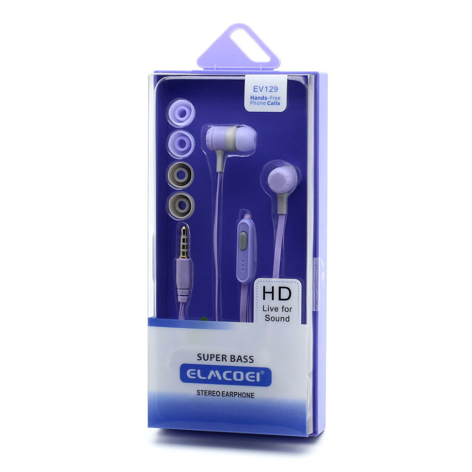 Гарнитура MP3 Elmcoei EV-129 с кнопкой ответа сиреневая