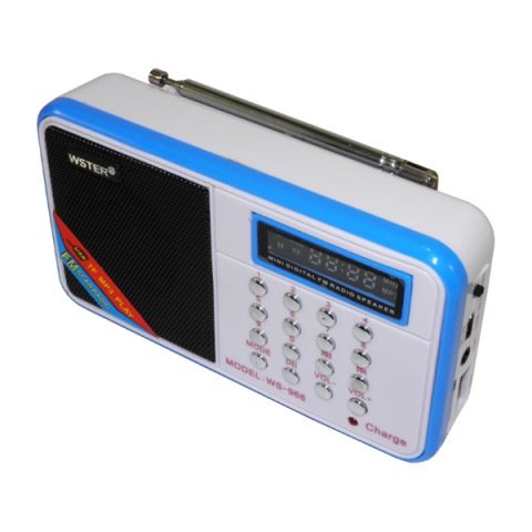 FM-проигрыватель WS-968 1 динамик (TF+FM+USB+дисплей) белый