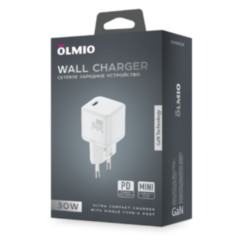 СЗУ Olmio 1*Type-C PD30W PPS, Mini GaN, белое