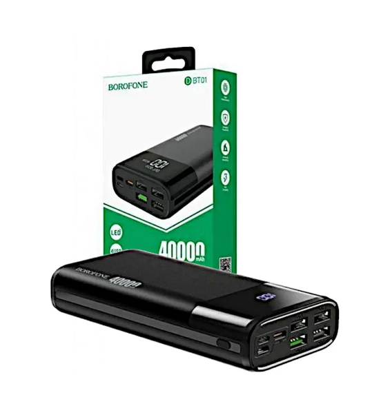 Внешнее ЗУ Power Bank BOROFONE BT01 QC3.0 + PD18W 40000mAh черное