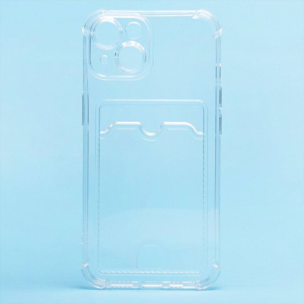 Накладка SC278 для Apple iPhone 14 с визитницей + усиленные углы, прозрачная