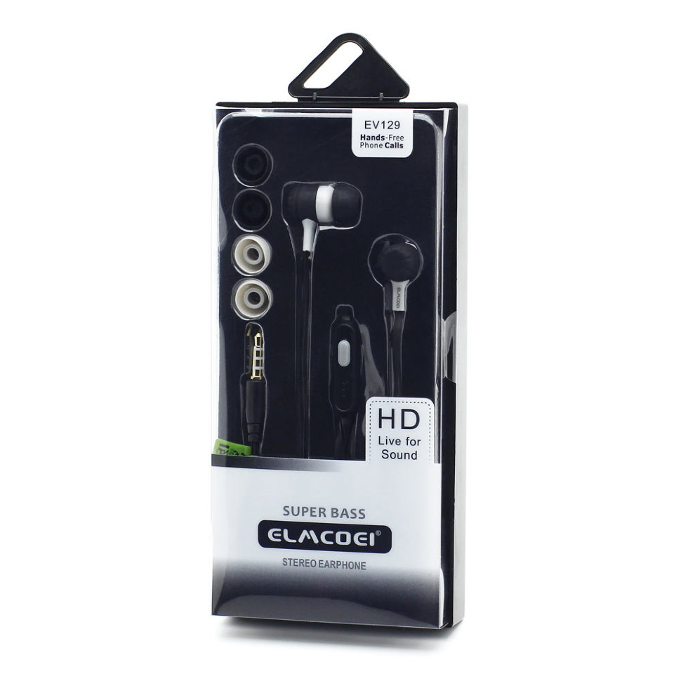 Гарнитура MP3 Elmcoei EV-129 с кнопкой ответа черная