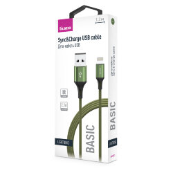 USB кабель на iPhone 5 Olmio BASIC 2,1A зеленый 1.2 метра