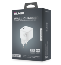 СЗУ Olmio 1*Type-C PD45W PPS, Mini GaN, белое