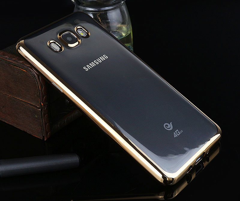 Накладка силиконовая прозрачная Samsung J710 ОБОДОК золото