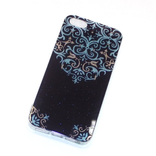 Накладка Fashion DECOR iPhone 5 бирюза на черном