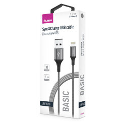 USB кабель на iPhone 5 Olmio BASIC 2,1A серый 1.2 метра*