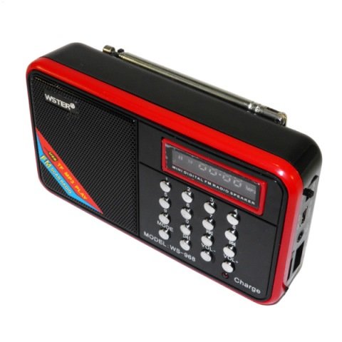 FM-проигрыватель WS-968 1 динамик (TF+FM+USB+дисплей) черный