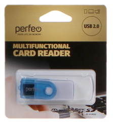 Card reader Perfeo SD/MMC+MicroSD+MS+M2 (PF-VI-R020) синий