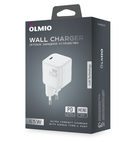 СЗУ Olmio 1*Type-C PD65W PPS, AVS, Mini GaN, белое