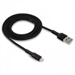 USB кабель на iPhone 5 WALKER C575 тканевый черный