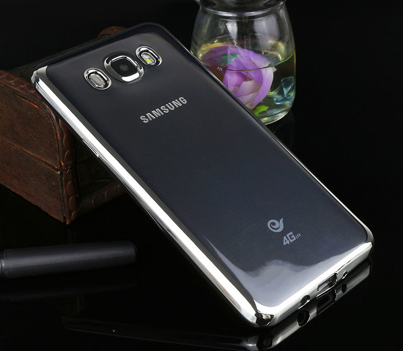 Накладка силиконовая прозрачная Samsung J710 ОБОДОК серебро