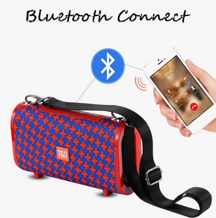 Колонка Bluetooth Stereo 123 с ремнем красно-синяя