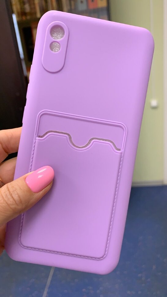 Накладка матовая с визитницей  Xiaomi Redmi 9A фиолетовая