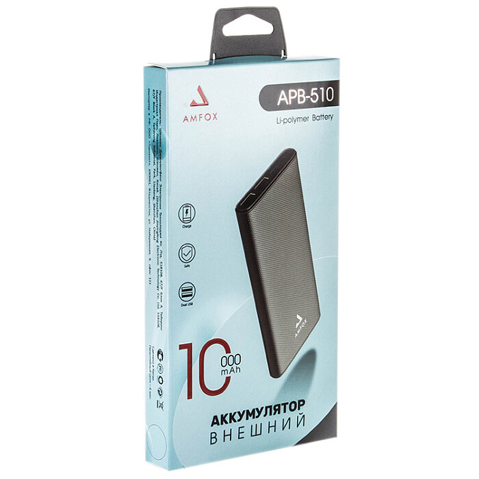 Внешнее ЗУ Power Bank AMFOX APB-510 10000mAh, белое