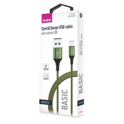 Кабель USB - MicroUSB Olmio BASIC 2,1A зеленый 1.2 метра