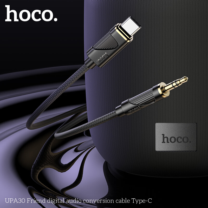 Кабель адаптер Hoco UPA30 Type-C (папа) - AUX (папа), 1 метр, черный