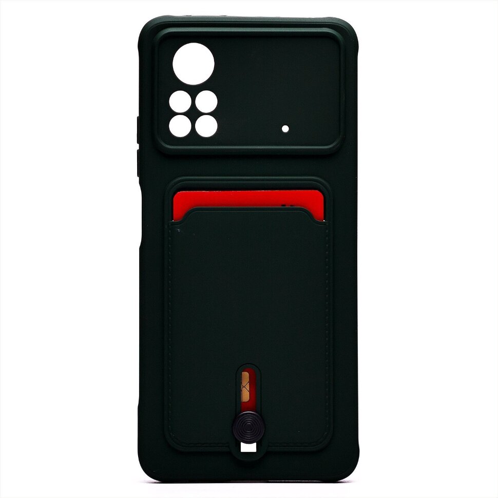 Накладка SC304 Xiaomi Redmi Note 11 Pro 4G/Note 11 Pro 5G с визитницей (dark green)
