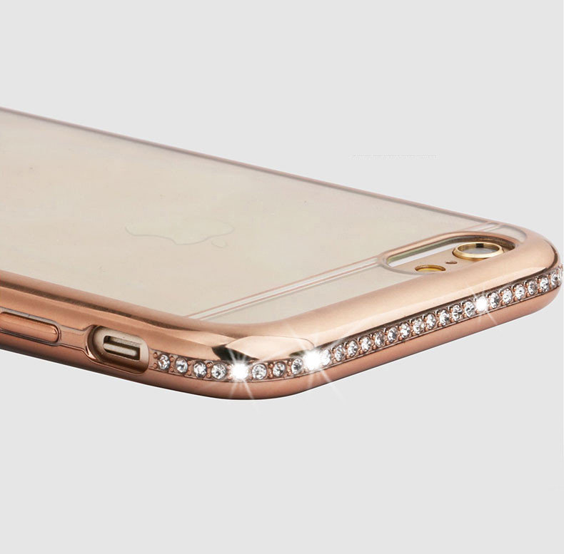 Накладка силиконовая IPhone 7 ОБОДОК со стразами розовое золото