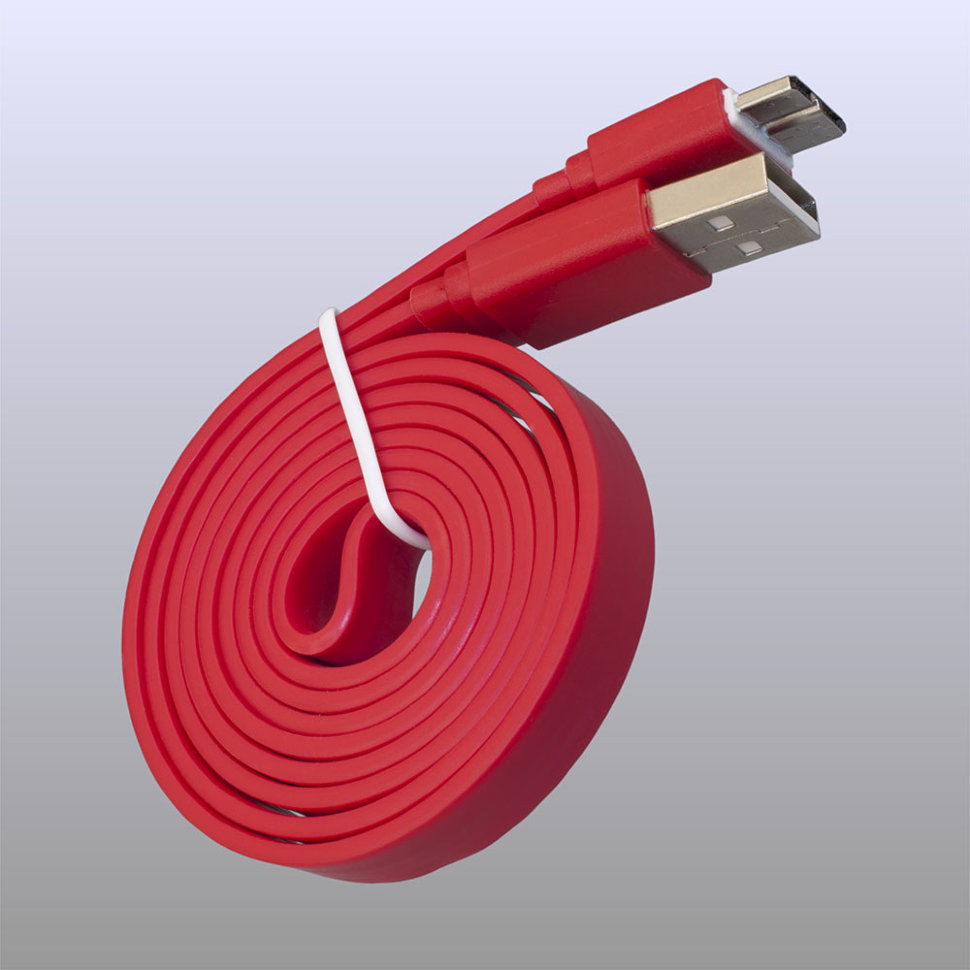 Кабель USB - MicroB 3.0 Samsung Note 3 ШИРОКИЙ плоский красный
