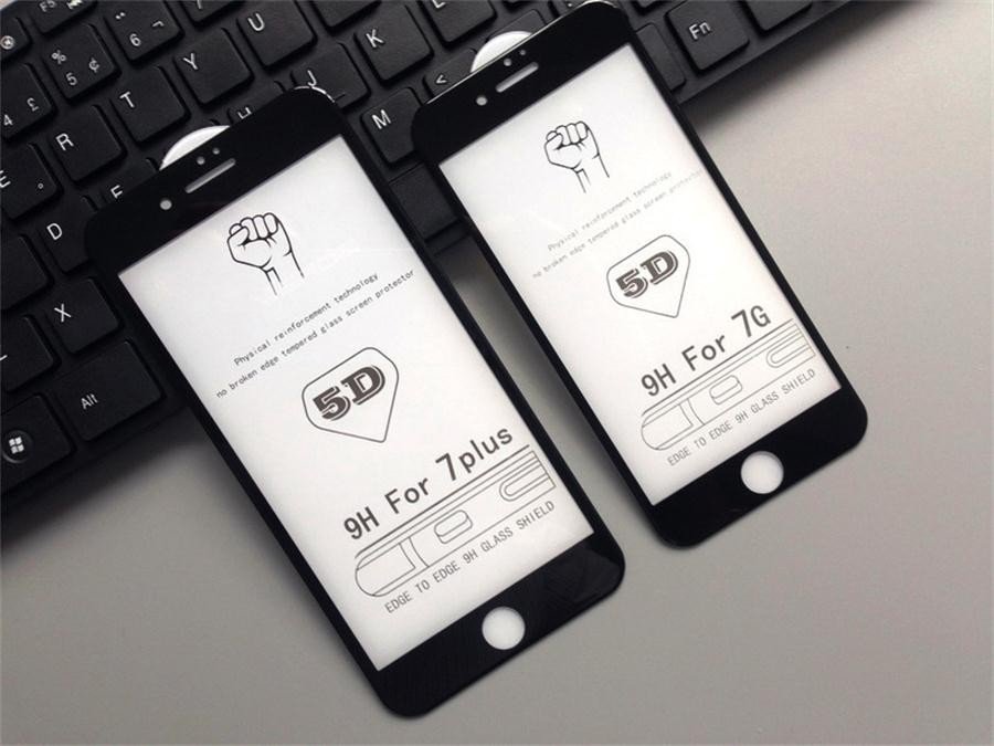 Стекло 5D "Full glue" с рамкой для Apple iPhone 7/8/SE 2020 черное, тех.упаковка