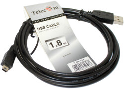 Кабель Telecom USB - MiniUSB, 1,8 метра черный