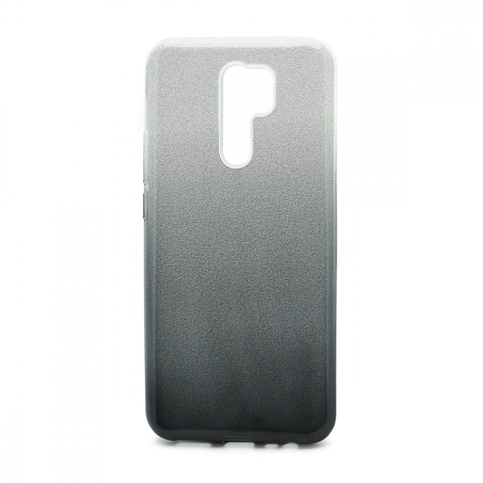 Накладка SC097 БЛЕСТКИ градиент 3в1 Xiaomi Redmi 9 (black/silver)